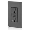 Leviton GFCI Receptacle, 15A, 125Vac, 5-15R, Black GFWT1-E